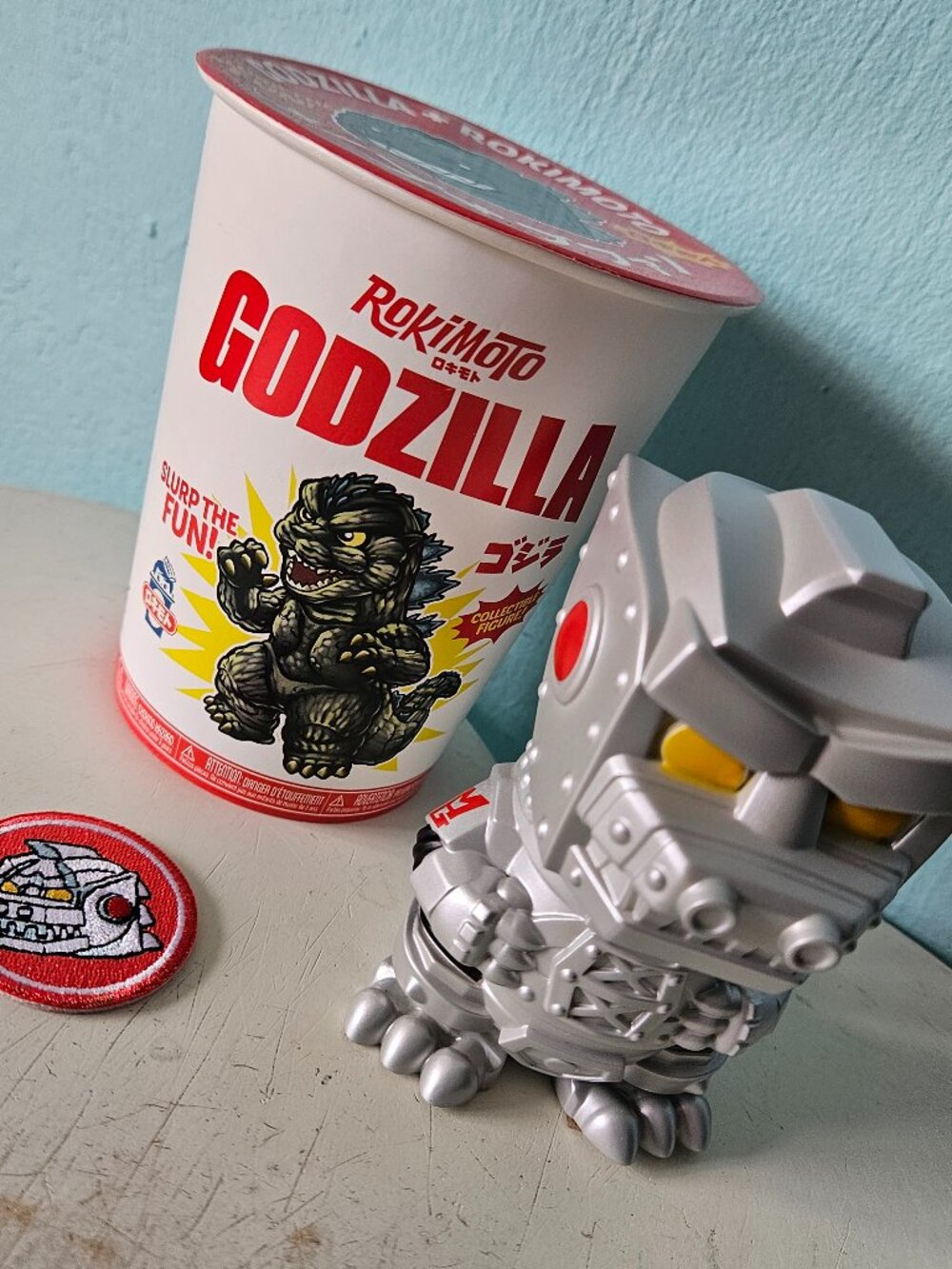 ROKIMOTO Godzilla Mechagodzilla Package Patch Open Surprise Ramen Cup Box